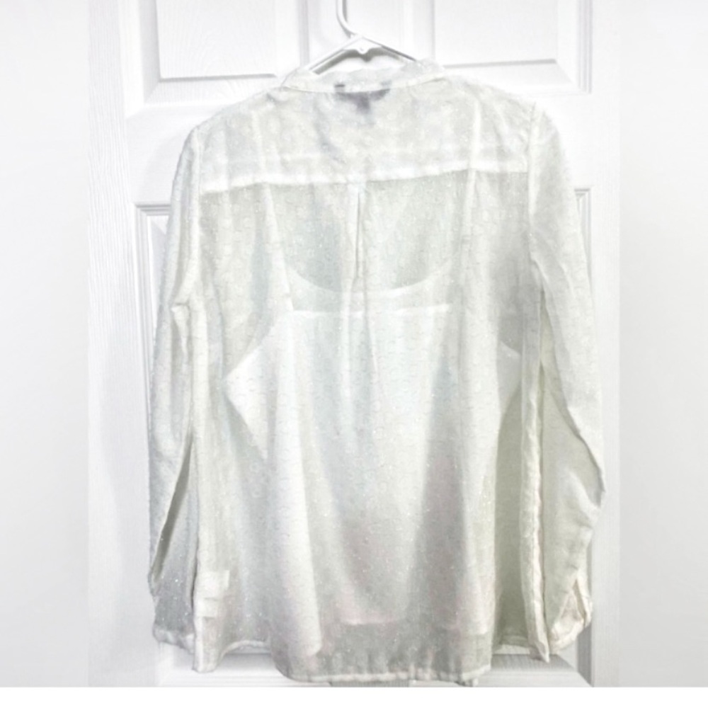 Tommy Hilfiger Semi-Sheer White Blouse w/ Sparkly Details - Picture 2 of 5